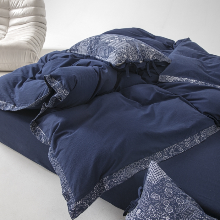 91家纺网 家纺一手货源 找家纺 （总）安莱生活 2023新款简约花妍缤纷拼边四件套-风格二