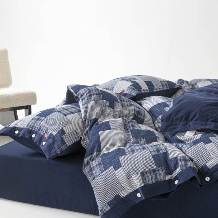 91家纺网 家纺一手货源 找家纺 （总）安莱生活 2023新款拼布田园纽扣款四件套