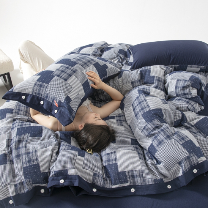 91家纺网 家纺一手货源 找家纺 （总）安莱生活 2023新款拼布田园纽扣款四件套