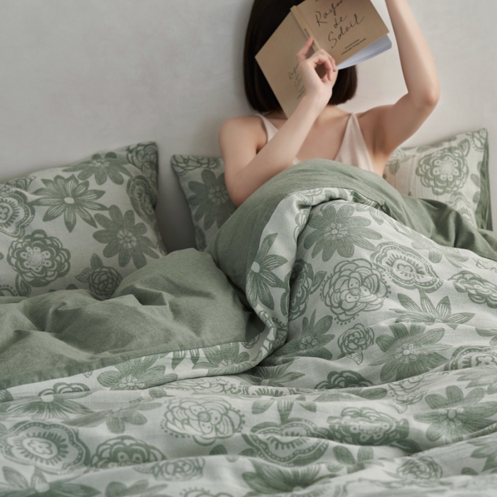 91家纺网 家纺一手货源 找家纺 （总）安莱生活 2023新款双层纱百花争妍四件套