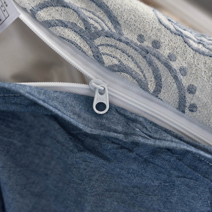 91家纺网 家纺一手货源 找家纺 安莱生活 2023新款双层纱百花争妍四件套 百花争妍-深蓝