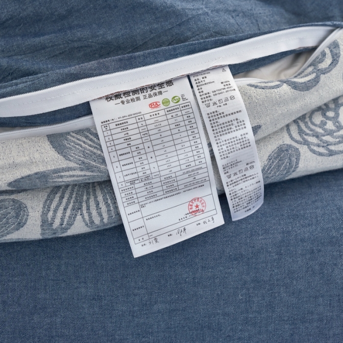 91家纺网 家纺一手货源 找家纺 安莱生活 2023新款双层纱百花争妍四件套 百花争妍-深蓝