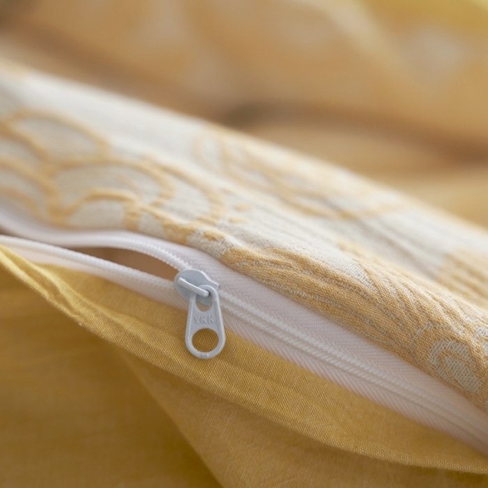 91家纺网 家纺一手货源 找家纺 安莱生活 2023新款双层纱百花争妍四件套 百花争妍-姜黄