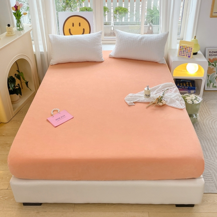 91家纺网 家纺一手货源 找家纺 美派工厂店 2023新款双面床笠 爱玛橙