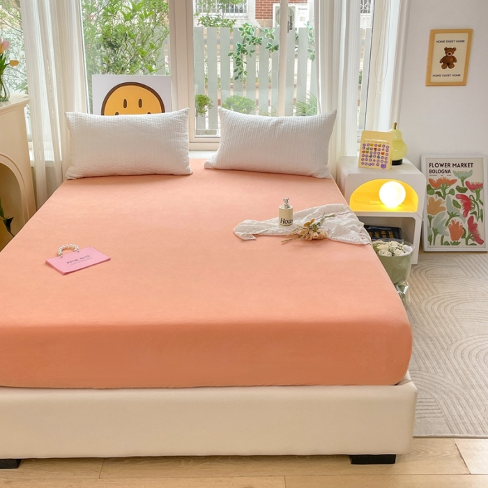 91家纺网 家纺一手货源 找家纺 美派工厂店 2023新款双面床笠 爱玛橙