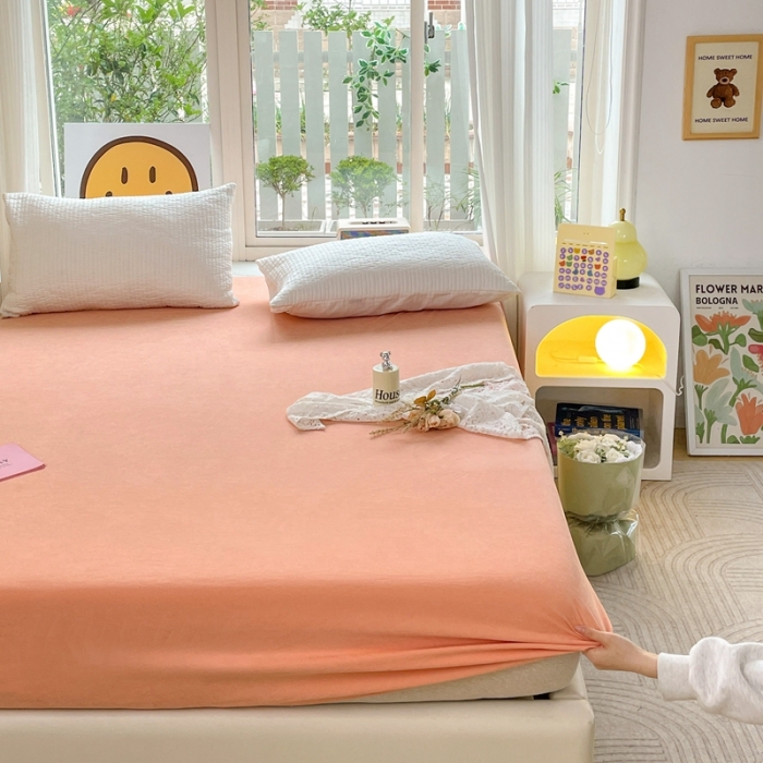 91家纺网 家纺一手货源 找家纺 美派工厂店 2023新款双面床笠 爱玛橙