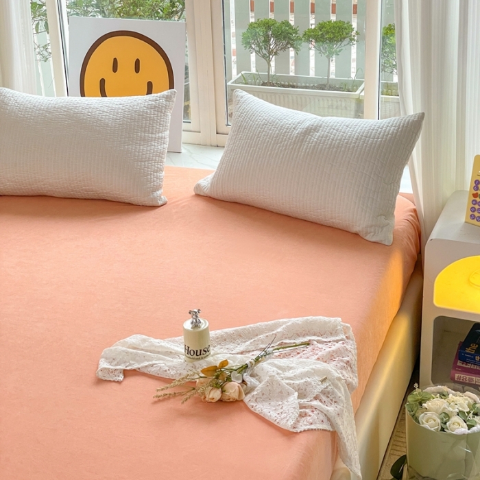 91家纺网 家纺一手货源 找家纺 美派工厂店 2023新款双面床笠 爱玛橙