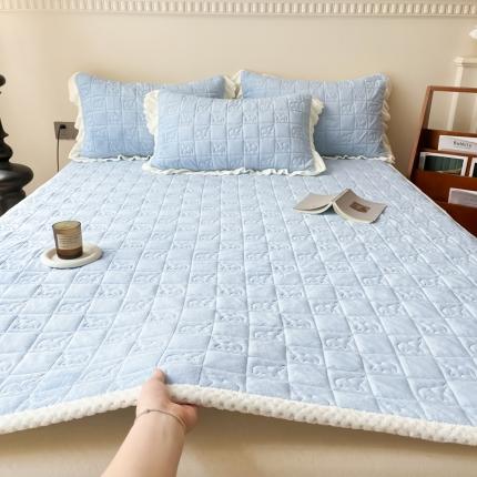 91家纺网 家纺一手货源 找家纺 （总）眠博士 2023新款三层绗缝210克牛奶绒纯色绗缝大象床护垫