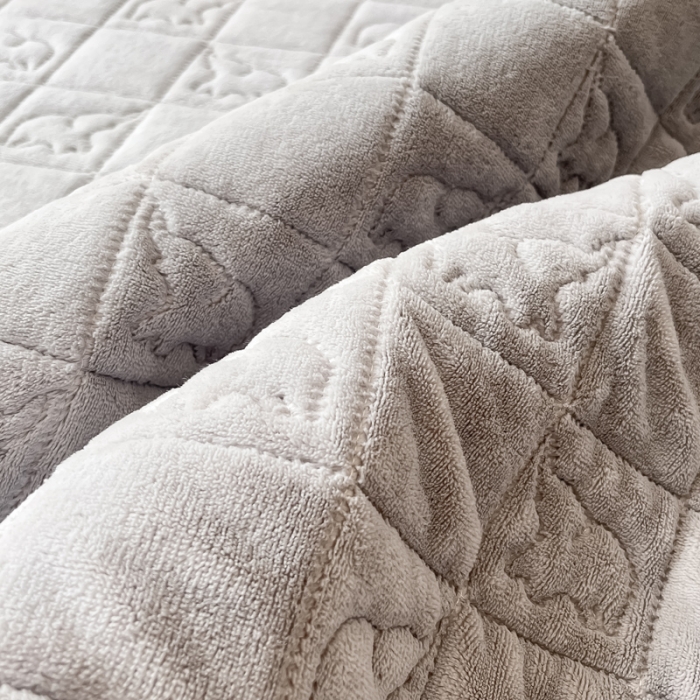 91家纺网 家纺一手货源 找家纺 眠博士 2023新款三层绗缝210克牛奶绒纯色绗缝大象床护垫 床护垫-浅灰