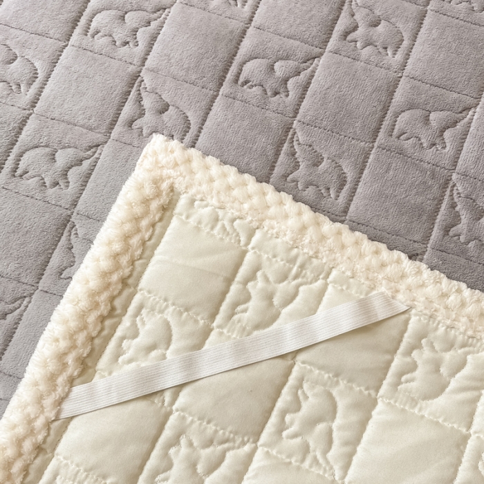 91家纺网 家纺一手货源 找家纺 眠博士 2023新款三层绗缝210克牛奶绒纯色绗缝大象床护垫 床护垫-浅灰