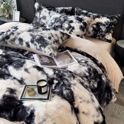 91家纺网 家纺一手货源 找家纺 （总）丝羽坊 2023新款兔毛绒牛奶绒双版四件套