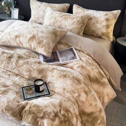 91家纺网 家纺一手货源 找家纺 （总）丝羽坊 2023新款兔毛绒牛奶绒双版四件套