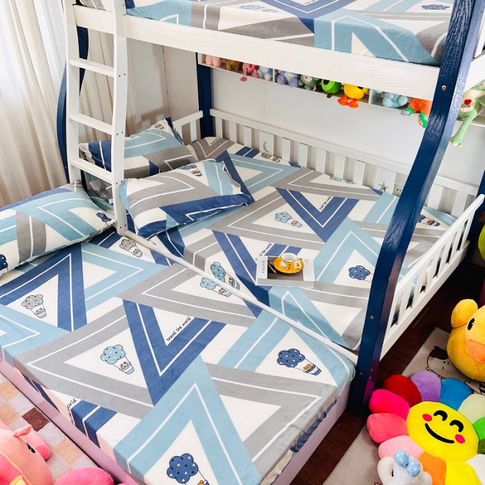 91家纺网 家纺一手货源 找家纺 小虾米 2023新款上下床加厚牛奶绒床笠 冰淇淋