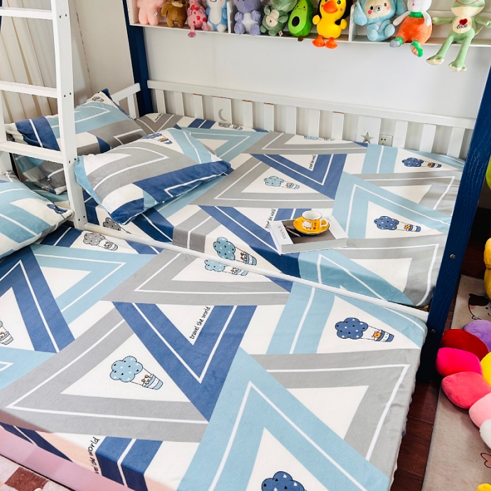 91家纺网 家纺一手货源 找家纺 小虾米 2023新款上下床加厚牛奶绒床笠 冰淇淋