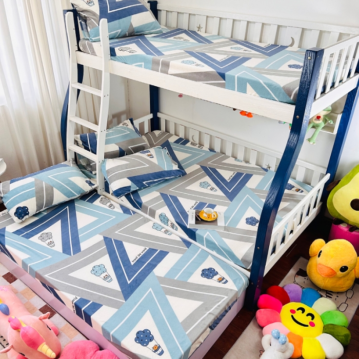 91家纺网 家纺一手货源 找家纺 小虾米 2023新款上下床加厚牛奶绒床笠 冰淇淋