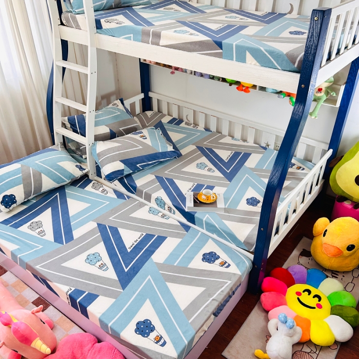 91家纺网 家纺一手货源 找家纺 小虾米 2023新款上下床加厚牛奶绒床笠 冰淇淋