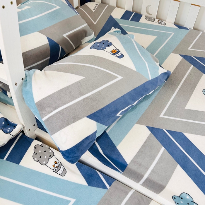 91家纺网 家纺一手货源 找家纺 小虾米 2023新款上下床加厚牛奶绒床笠 冰淇淋