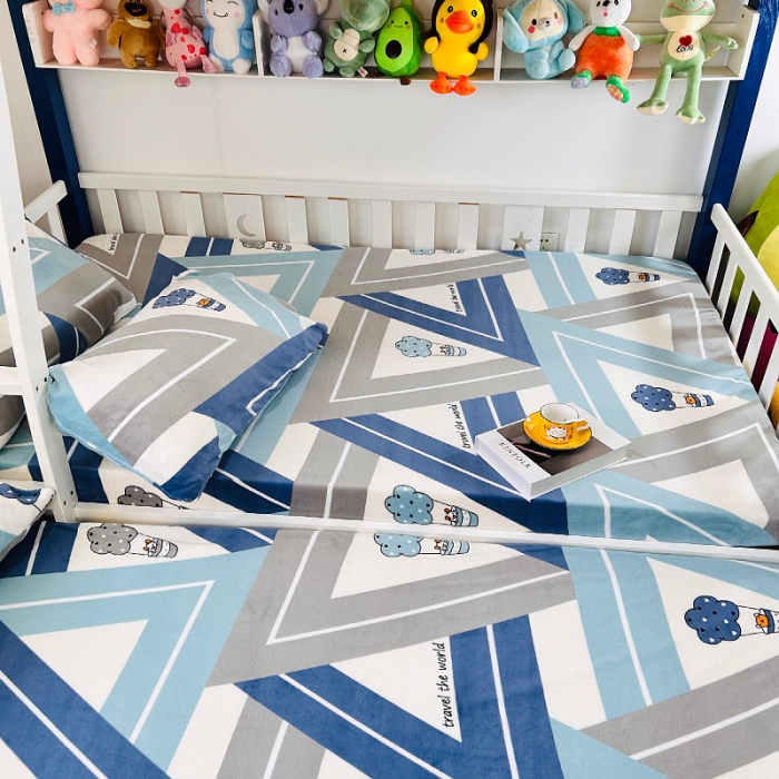 91家纺网 家纺一手货源 找家纺 小虾米 2023新款上下床加厚牛奶绒床笠 冰淇淋