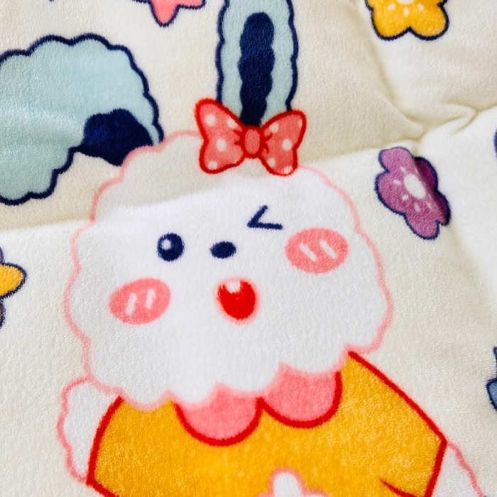 91家纺网 家纺一手货源 找家纺 小虾米 2023新款上下床加厚牛奶绒床笠 彩虹兔