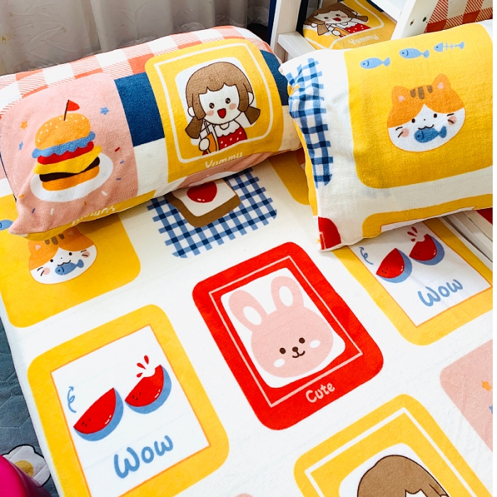 91家纺网 家纺一手货源 找家纺 小虾米 2023新款上下床加厚牛奶绒床笠 生日派对