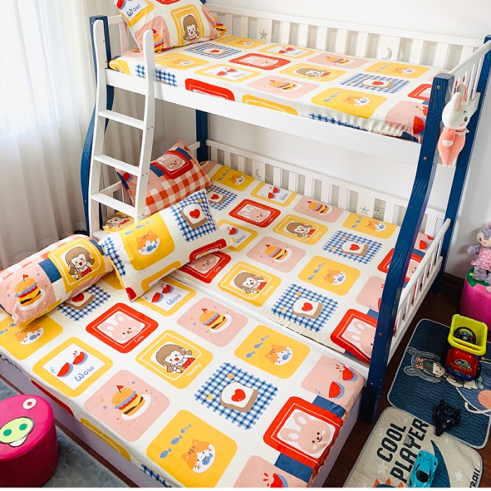 91家纺网 家纺一手货源 找家纺 小虾米 2023新款上下床加厚牛奶绒床笠 生日派对