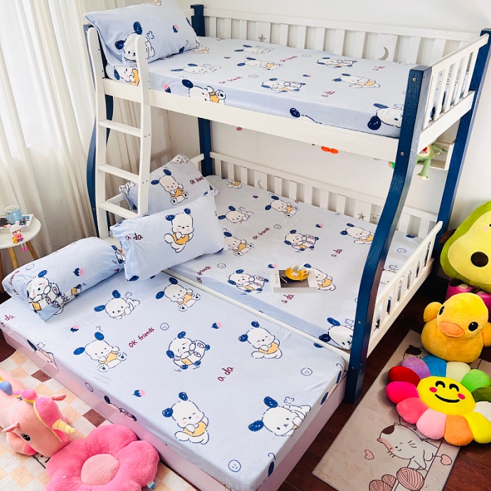 91家纺网 家纺一手货源 找家纺 小虾米 2023新款上下床加厚牛奶绒床笠 幸运小狗