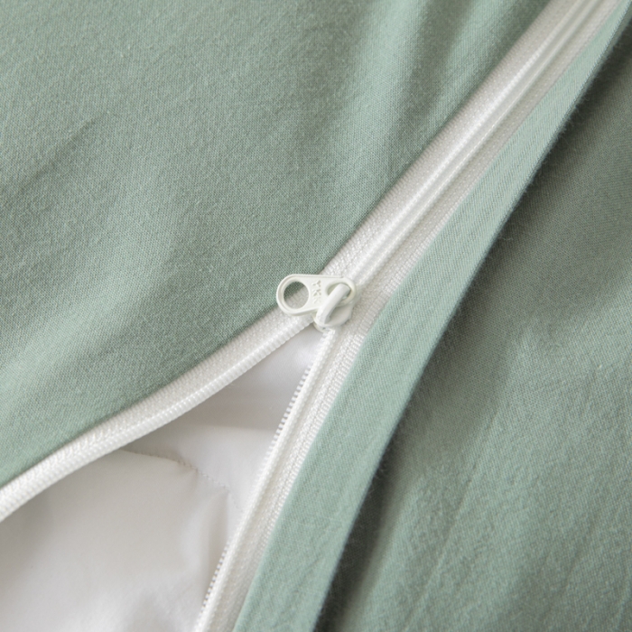 91家纺网 家纺一手货源 找家纺 安莱生活 2023新款简约拼布田园拼边四件套 灰绿