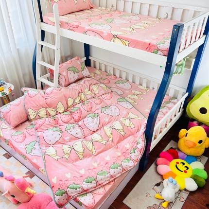 小虾米 2023新款上下床加厚牛奶绒被套 草莓