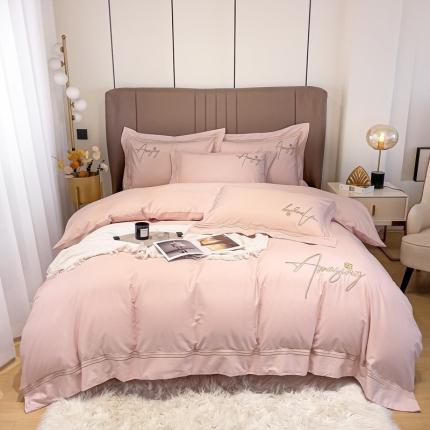 91家纺网 家纺一手货源 找家纺 （总）梧桐家居 2023新款13376全棉刺绣宽边四件套-曼玉系列