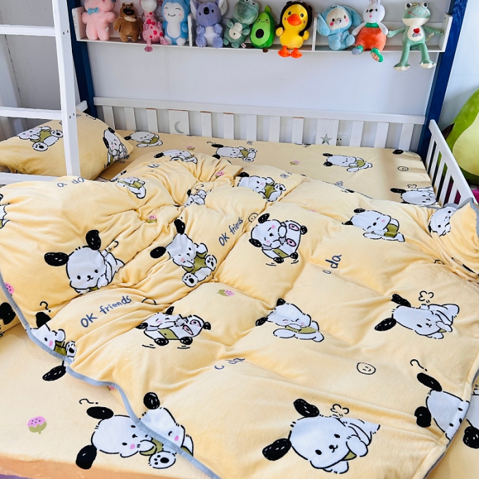 91家纺网 家纺一手货源 找家纺 小虾米 2023新款上下床加厚牛奶绒被套 小奶狗