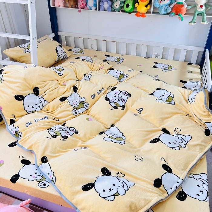 91家纺网 家纺一手货源 找家纺 小虾米 2023新款上下床加厚牛奶绒被套 小奶狗