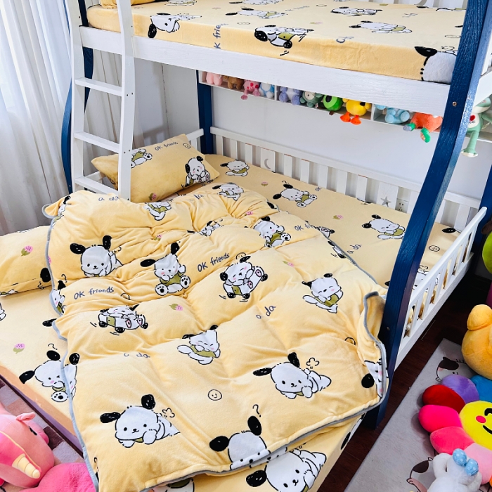 91家纺网 家纺一手货源 找家纺 小虾米 2023新款上下床加厚牛奶绒被套 小奶狗