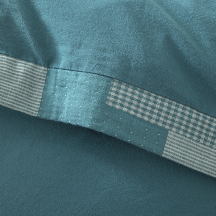 91家纺网 家纺一手货源 找家纺 安莱生活 2023新款简约拼布田园拼边四件套 乌兰