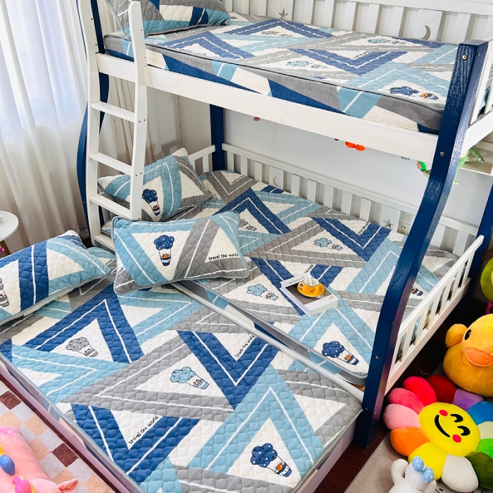 91家纺网 家纺一手货源 找家纺 小虾米 2023新款上下床加厚牛奶绒夹棉床笠 冰淇淋