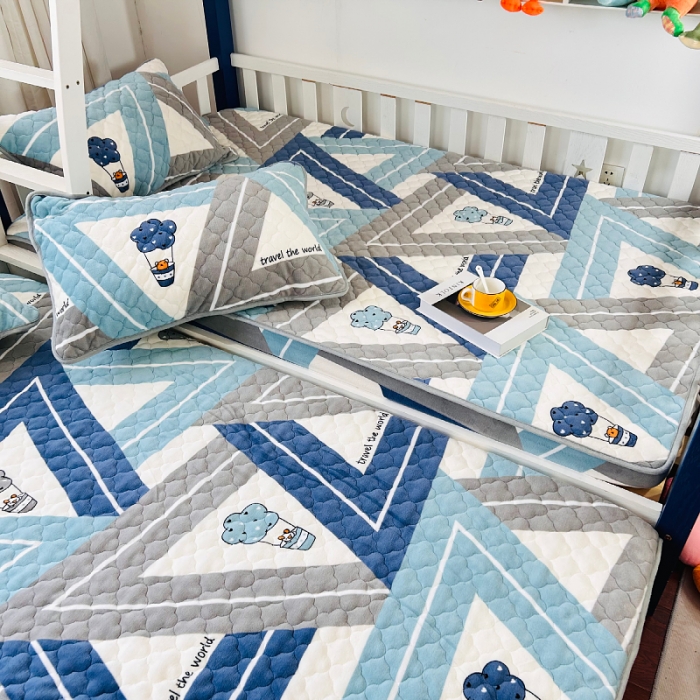 91家纺网 家纺一手货源 找家纺 小虾米 2023新款上下床加厚牛奶绒夹棉床笠 冰淇淋