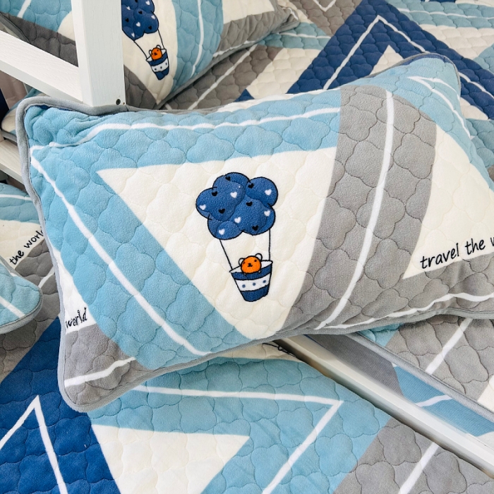 91家纺网 家纺一手货源 找家纺 小虾米 2023新款上下床加厚牛奶绒夹棉床笠 冰淇淋