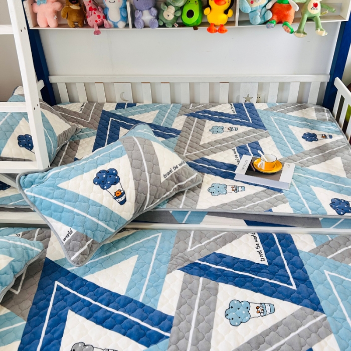 91家纺网 家纺一手货源 找家纺 小虾米 2023新款上下床加厚牛奶绒夹棉床笠 冰淇淋