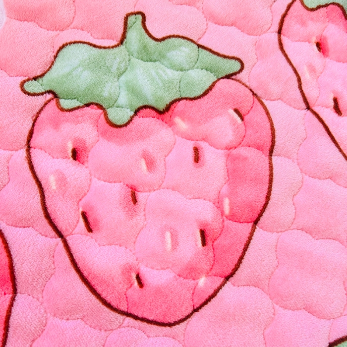 91家纺网 家纺一手货源 找家纺 小虾米 2023新款上下床加厚牛奶绒夹棉床笠 草莓