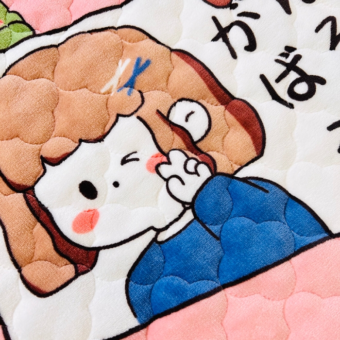 91家纺网 家纺一手货源 找家纺 小虾米 2023新款上下床加厚牛奶绒夹棉床笠 开心女孩