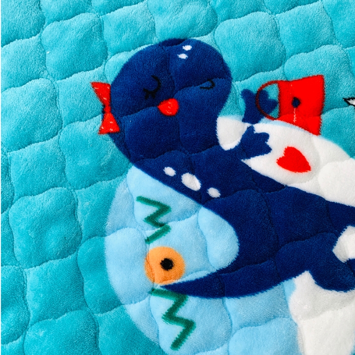 91家纺网 家纺一手货源 找家纺 小虾米 2023新款上下床加厚牛奶绒夹棉床笠 恐龙世界