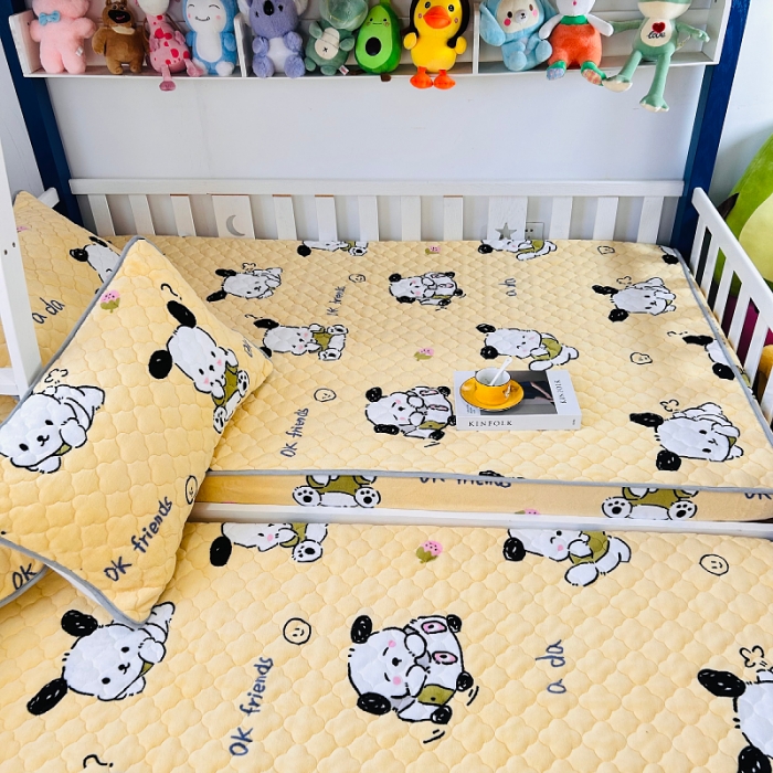 91家纺网 家纺一手货源 找家纺 小虾米 2023新款上下床加厚牛奶绒夹棉床笠 小奶狗