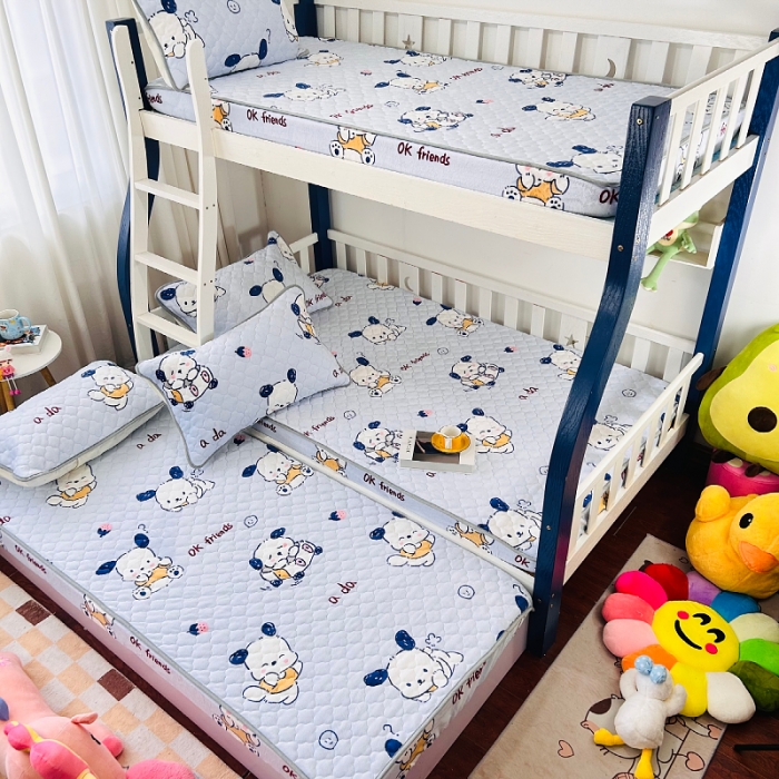 91家纺网 家纺一手货源 找家纺 小虾米 2023新款上下床加厚牛奶绒夹棉床笠 幸运小狗