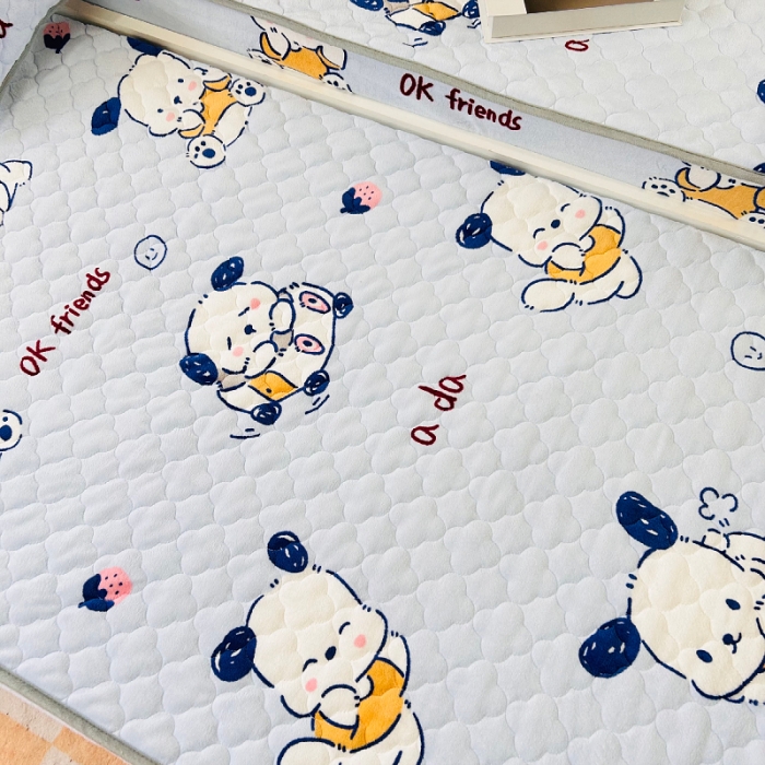 91家纺网 家纺一手货源 找家纺 小虾米 2023新款上下床加厚牛奶绒夹棉床笠 幸运小狗