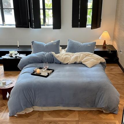 91家纺网 家纺一手货源 找家纺 （总）时光里 2023新款双拼牛奶绒四件套