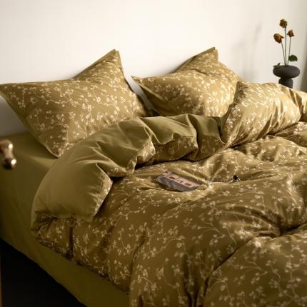 91家纺网 家纺一手货源 找家纺 总鹿班2023新款法式复古全棉磨毛系列四件套-午后墨染