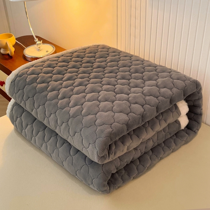 91家纺网 家纺一手货源 找家纺 初心 2023新款A类素色牛奶绒加厚夹棉床垫床褥子 低调灰