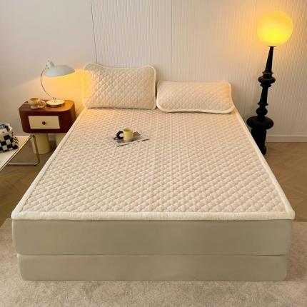 初心 2023新款A类素色牛奶绒加厚夹棉床垫床褥子 奶咖