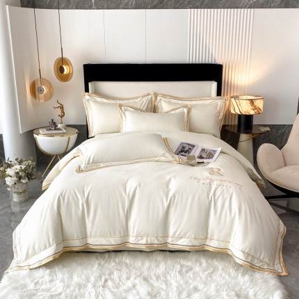 91家纺网 家纺一手货源 找家纺 高档礼盒装母婴级秋冬爆款双面加厚纯棉磨毛四件套刺绣花长绒棉床上用品 简尚-高级白