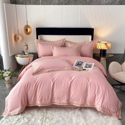 91家纺网 家纺一手货源 找家纺 总)高档礼盒母婴级秋冬爆款双面加厚纯棉磨毛四件套绣花长绒棉床上用品