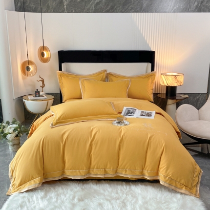 91家纺网 家纺一手货源 找家纺 总)高档礼盒母婴级秋冬爆款双面加厚纯棉磨毛四件套绣花长绒棉床上用品